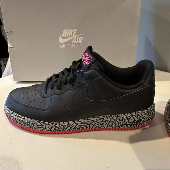 Nike Air Force 1 Black Hyper Pink Wolf Grey Elephant Print (488298-063) RARE - Picture 5 of 11